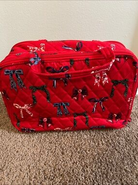 Vera Bradley Red Quilted Cosmetic Case with Bow Print